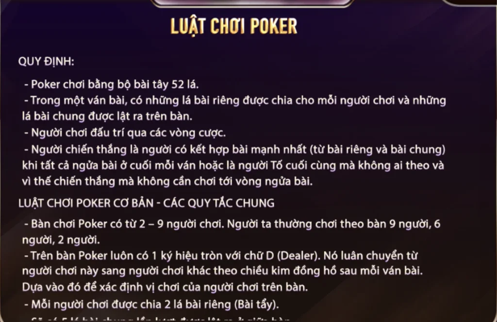 Luật chơi Poker cơ bản 