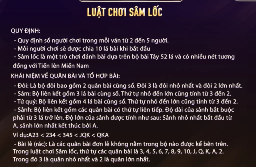 Luật chơi Sâm lốc mà hội viên phải nắm rõ