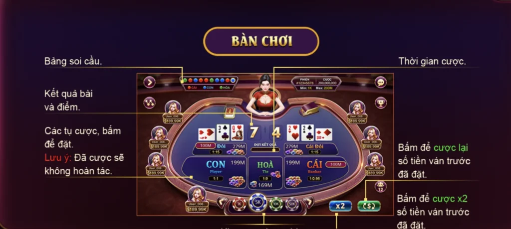 Bàn chơi chính của Baccarat kim tài tại Sunwin