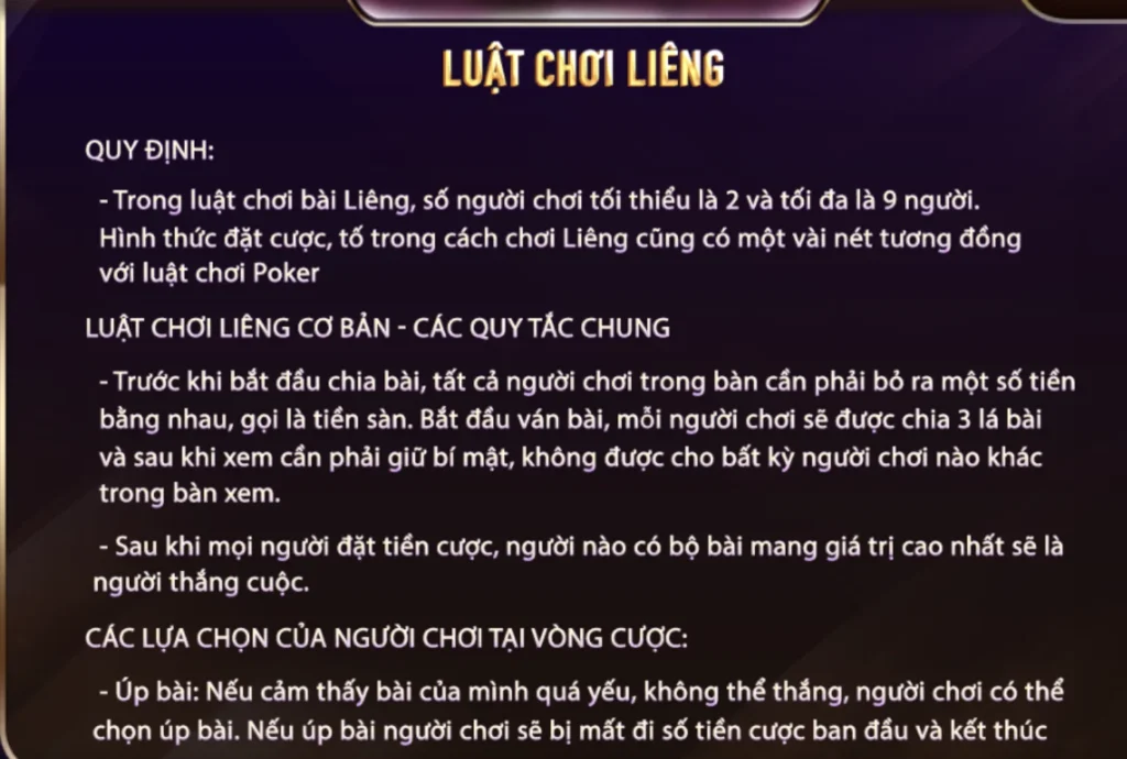 Luật chơi Liêng mà thành viên nên nắm chắc