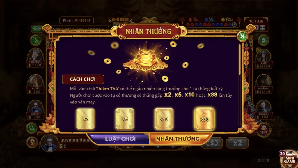 Tiền thưởng nhân đôi trong Sicbo